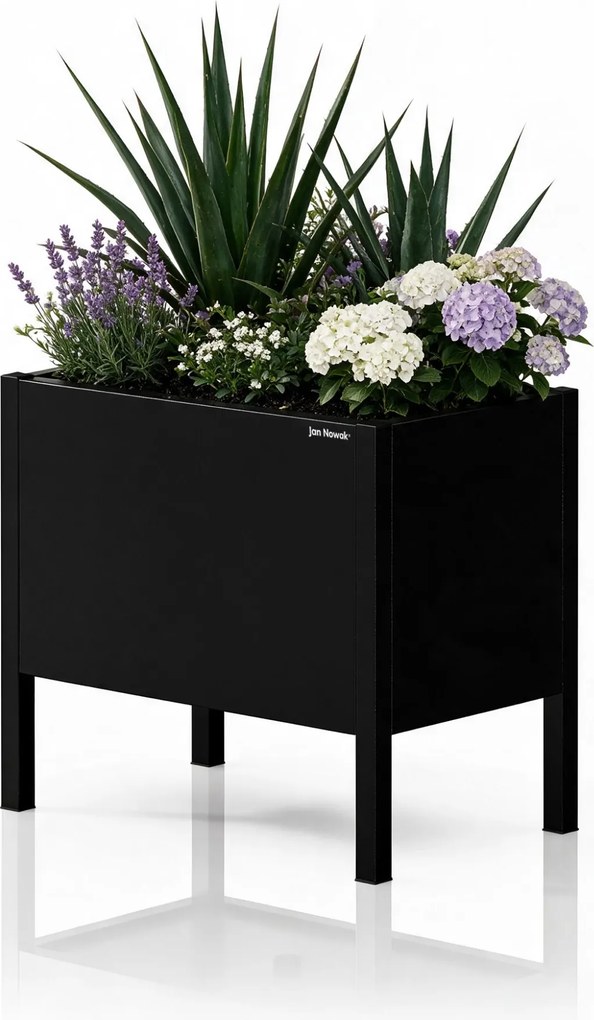 Osłona donica na kwiaty metalowa mała czarna, 400x350x250 mm: DAISY