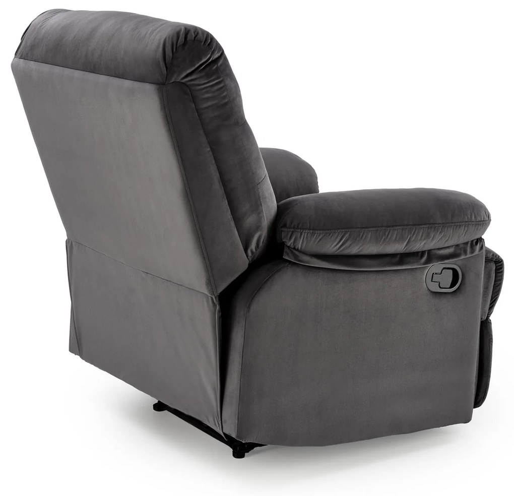 Fotel wypoczynkowy do salonu rozkładany czarny welur DRAGER