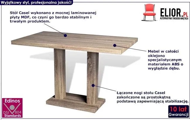 Dębowy stół z płyty meblowej Soxo 3X