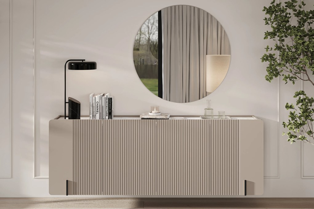 Komoda Malmi 200 cm wisząca - kaszmir / crema bianca / czarny