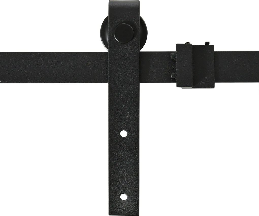 HOMCOM Zestaw do Pojedynczych Drzwi Przesuwnych Prowadnica Stal Węglowa Czarna | Aosom PL