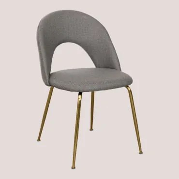 Tapicerowane Krzesło Jadalniane Glorys Goud & Tkaniny Szary Kret & Tela - Sklum