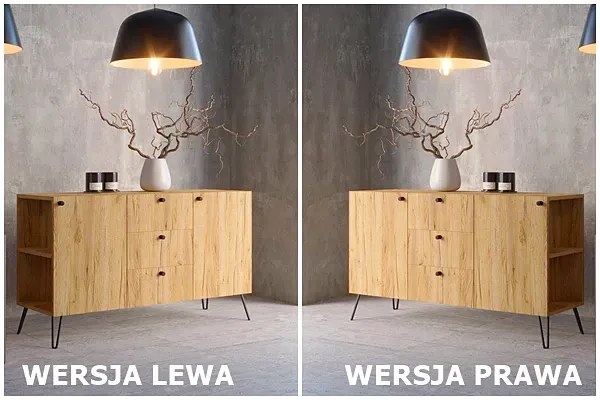 Lewostronna komoda z szufladami dąb craft N9-B05