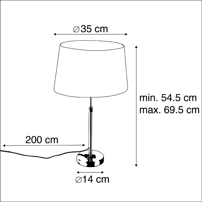Lampa stołowa złota/mosiądz z szarym abażurem lnianym 35 cm - Parte