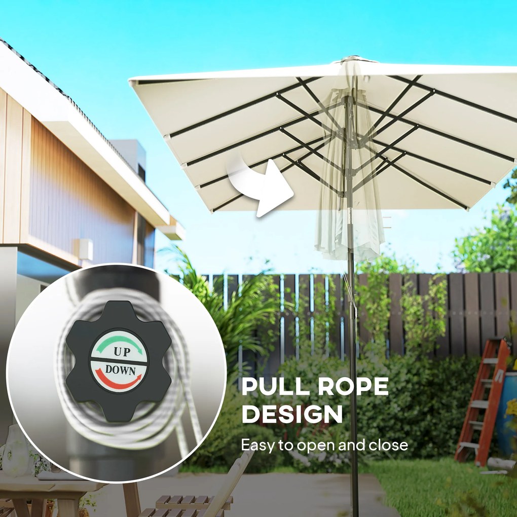 Outsunny Parasol Ogrodowy 150x295cm Podwójny Daszek Regulacja Kremowy | Aosom PL