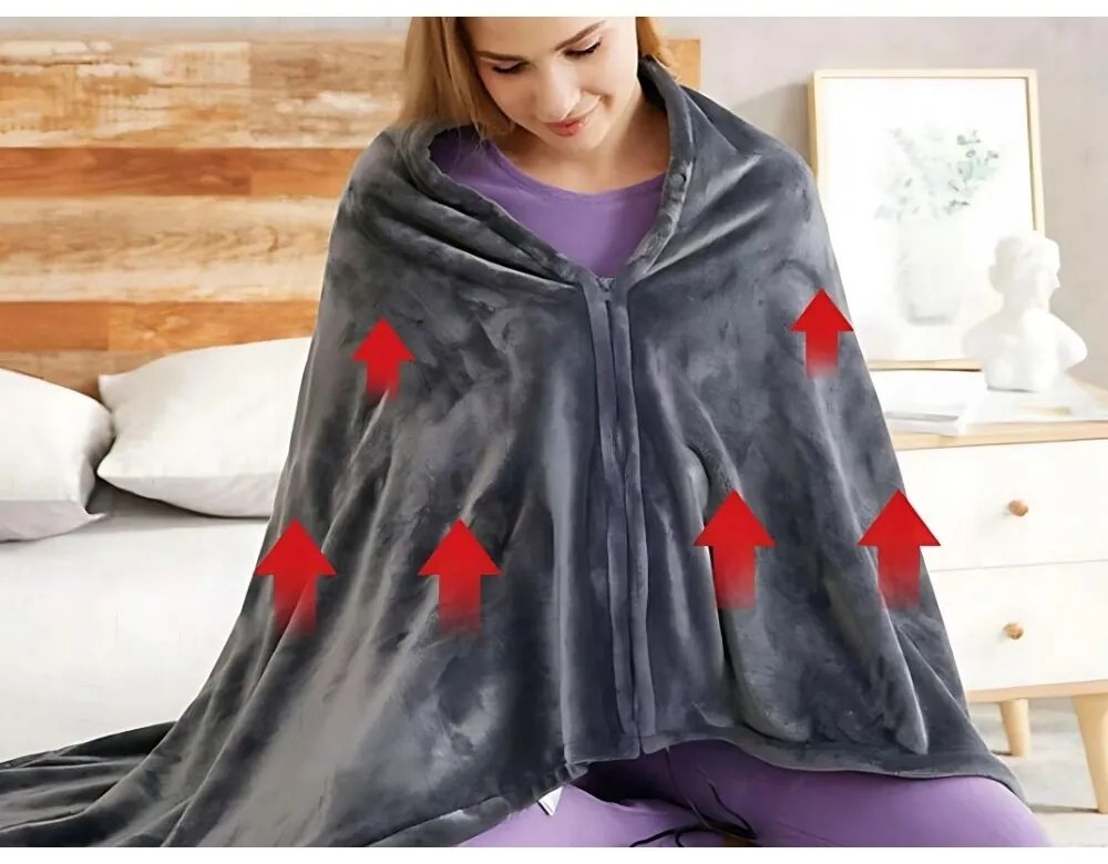 Elektryczny koc ogrzewany z zamkiem błyskawicznym