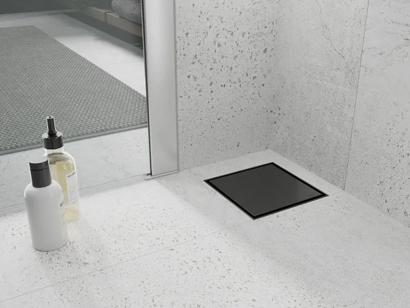 Mexen Flat-Q M13 wpust podłogowy kwadratowy 25 x 25 cm, czarny - 1710025