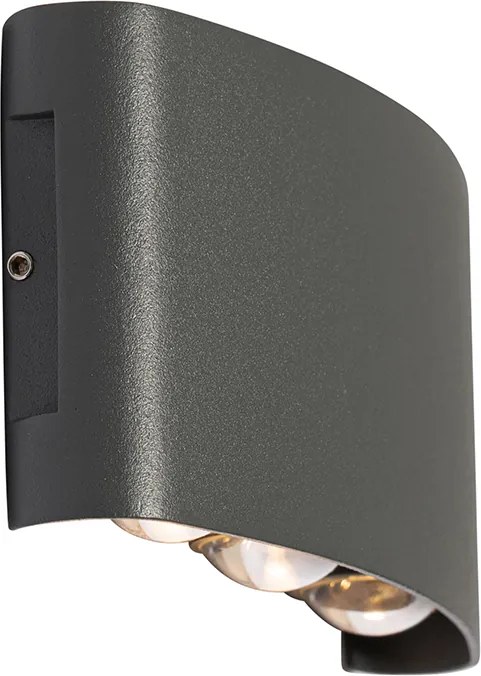 Lampa ścienna zewnętrzna ciemnoszara w komplecie z LED 6-światłowa IP54 - Silly