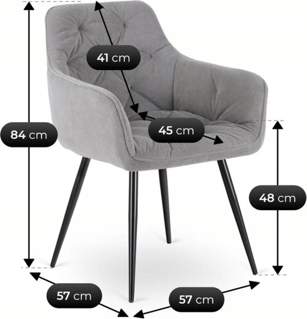 Krzesło Tapicerowane do Salonu MODESTO Szare Nowoczesne Loft