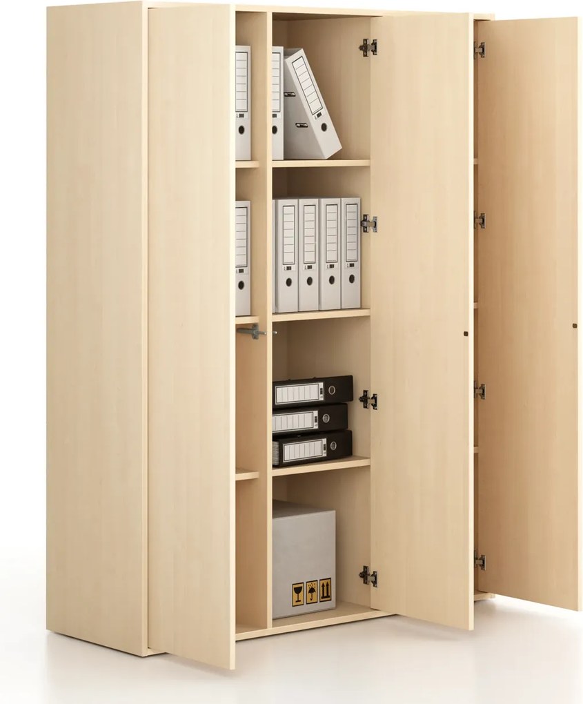 Szafka biurowa FRAME, 3x drzwi, 1299 x 450 x 1735 mm, PUSH-lock, brzoza