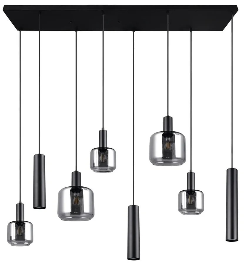 Czarna lampa wisząca z metalowo-szklanym kloszem Mataro – Trio