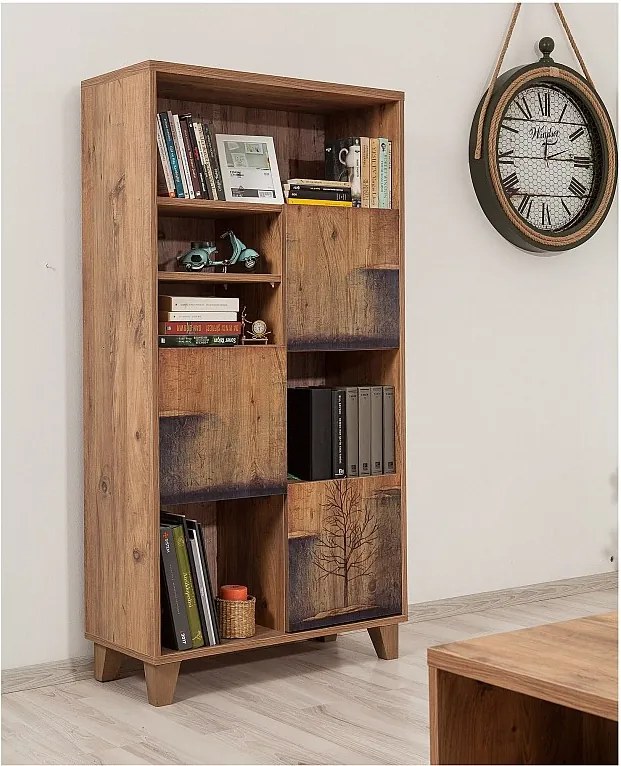 Elegancki regał na książki z sosny atlantyckiej – 80 x 155 x 36 cm – w 100% pokryty melaminą