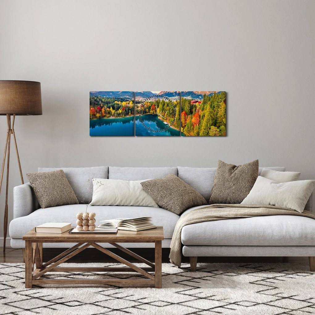 Obraz - Jezioro Urisee, Austria (z zegarem) (90x30 cm)