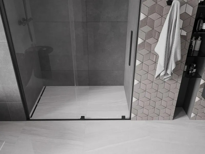 Mexen Velar drzwi prysznicowe rozsuwane 150 cm, transparent, czarne - 871-150-000-01-70