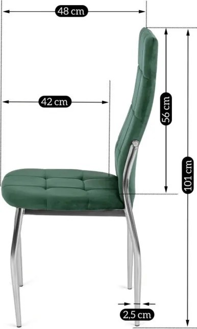 Krzesło Tapicerowane do Jadalni MOLLY Zielone Welurowe Nowoczesne