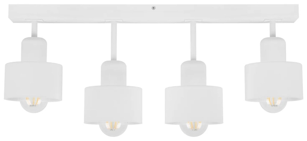 Biała lampa sufitowa, czteropunktowy spot DWE60x7WE z drewna i metalu