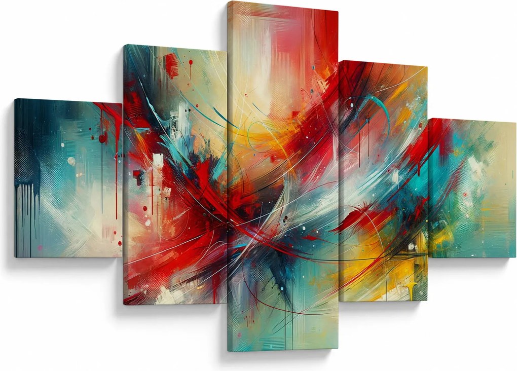 Obraz – Abstrakcja z czerwienią (125x70 cm)