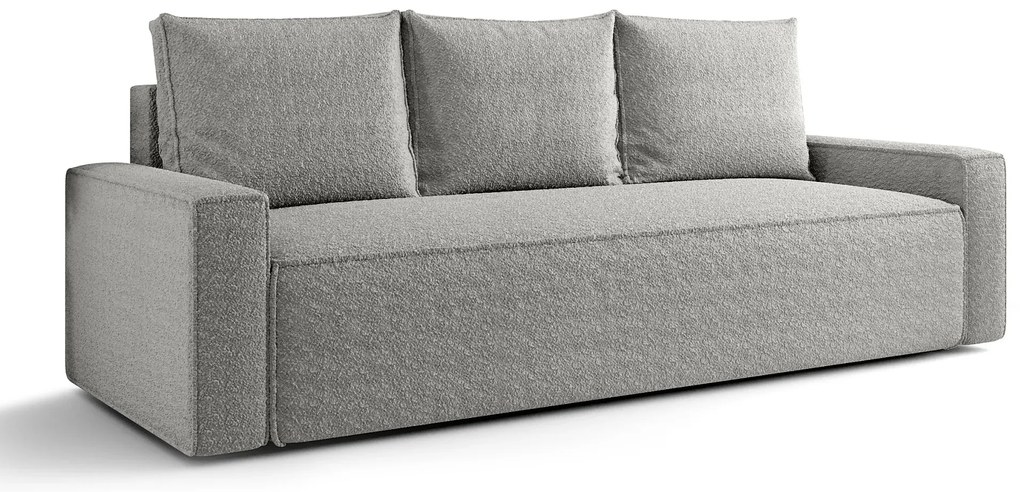 Jasnoszara sofa rozkładana z pojemnikiem M0-G52