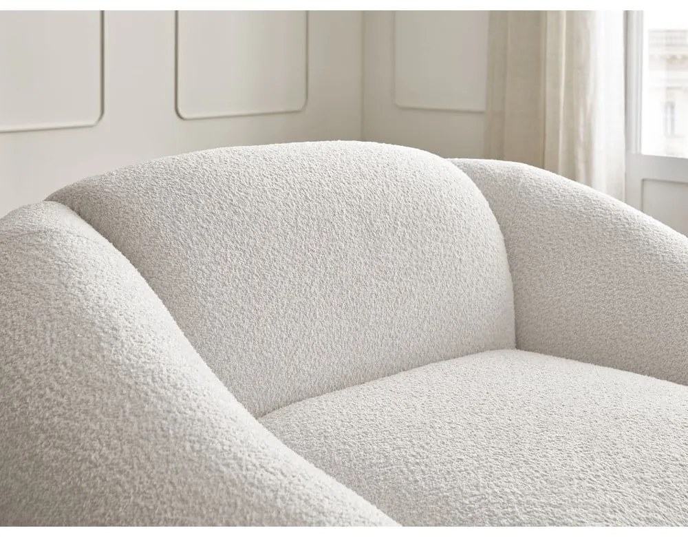 Biały fotel z materiału bouclé Tina – Bobochic Paris