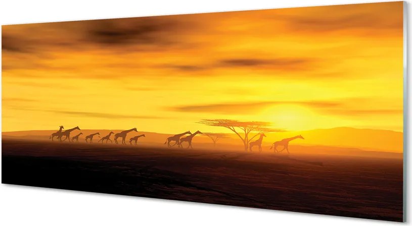 Szklany Panel Żyrafy pod Rozłożystym Drzewem