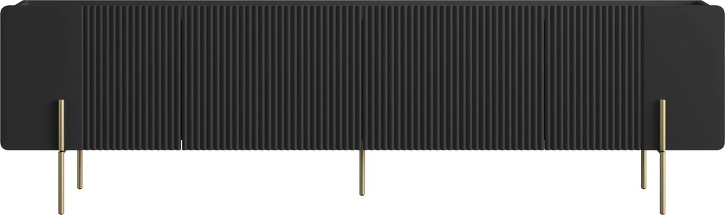 Szafka RTV Malmi 200 cm - czarny mat / złote nóżki