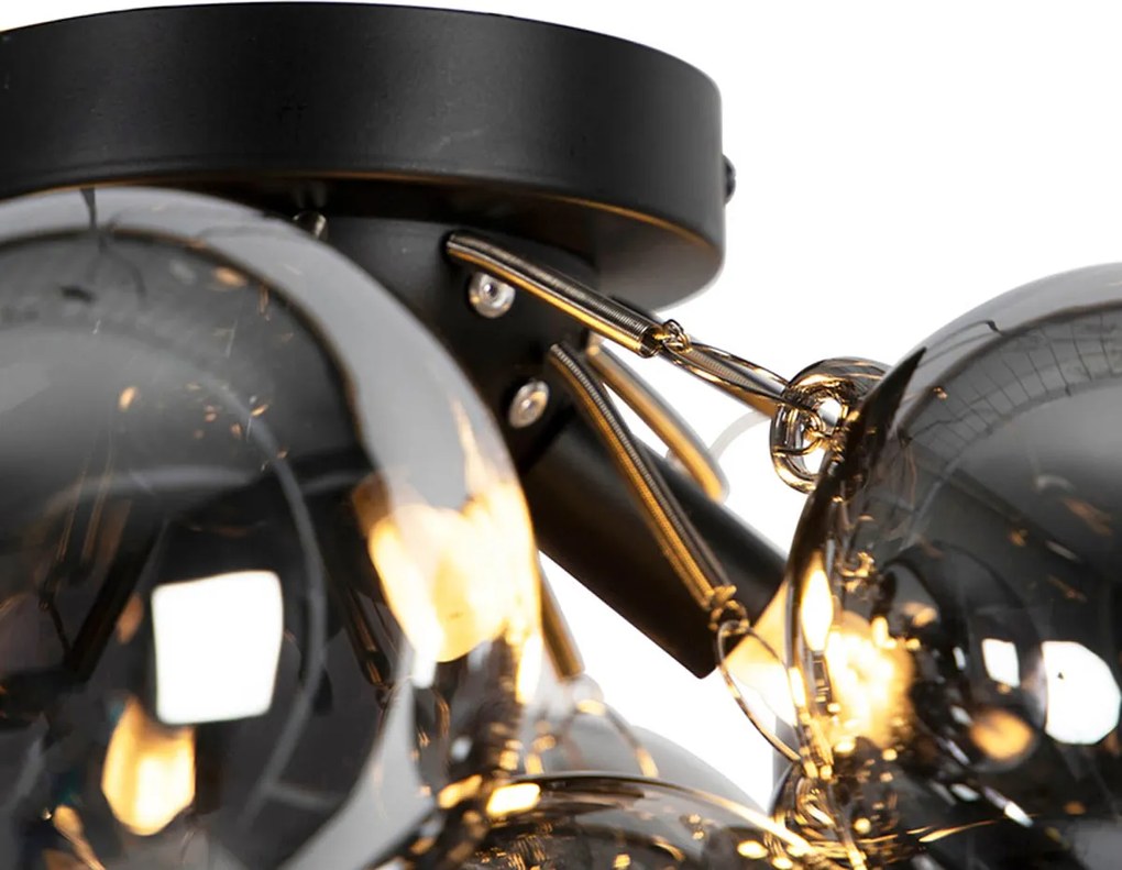 Inteligentna lampa sufitowa czarna z przydymionym szkłem w zestawie 4 WiFi G9 - Uvas