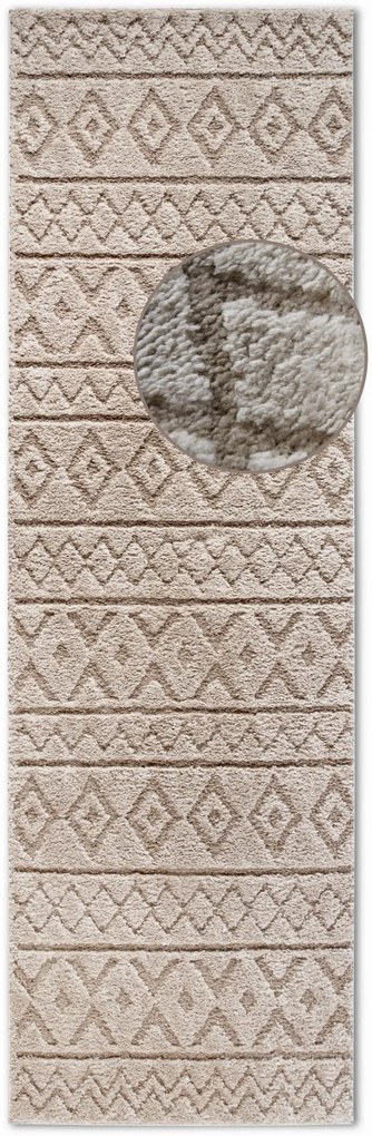 Dywan nowoczesny Gallery 3D Boho beżowy 80 cm x 240 cm