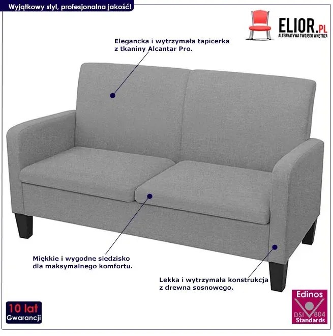 Stylowa kanapa Ezorep 2Q - jasnoszara