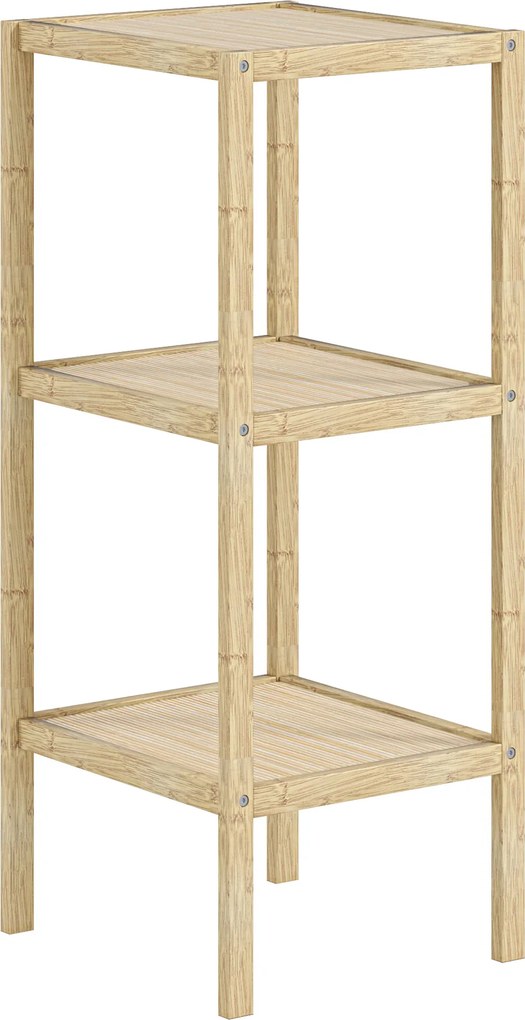 HOMCOM Regał Łazienkowy, 3 Poziomy, Odporny na Wilgoć, z Bambusa, 33 x 31 x 78 cm