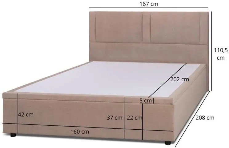 Beżowe łóżko tapicerowane z podnoszonym stelażem B0-G82