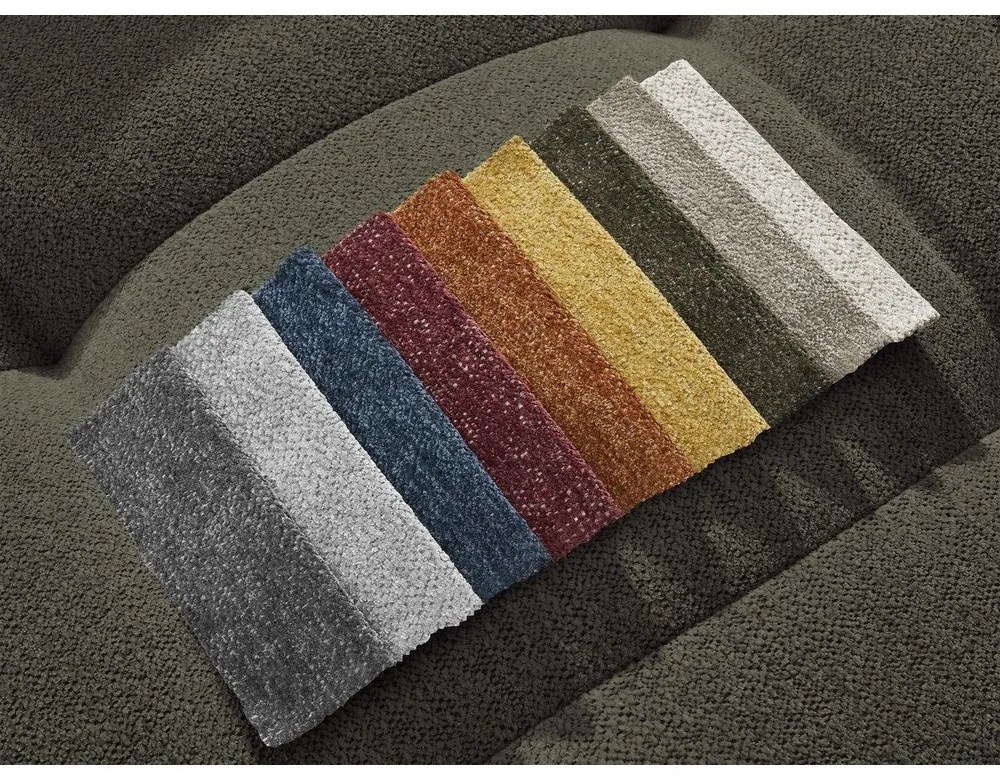 Rozkładany/ze schowkiem narożnik z tkaniny szenilowej (lewostronny/z szezlongiem) w kolorze khaki Roxelane – Bobochic Paris