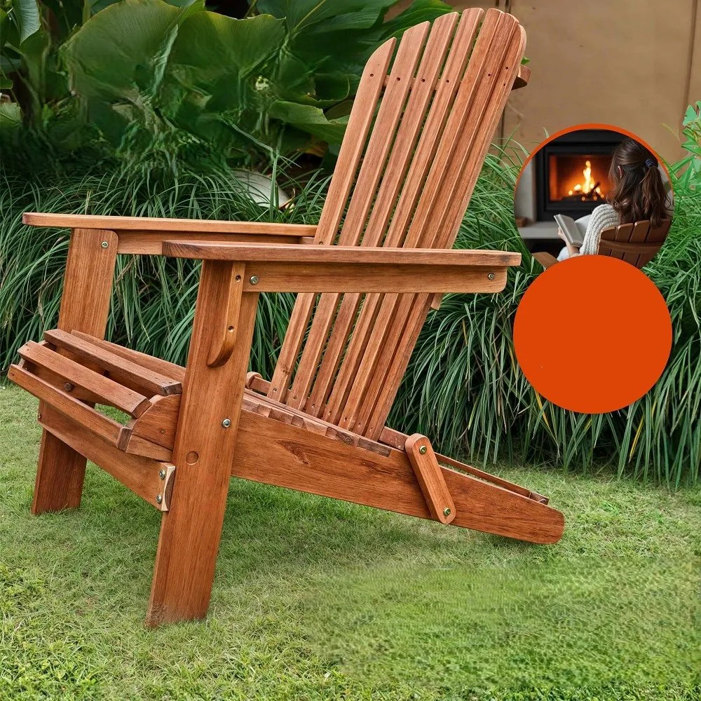 Leżak ogrodowy ADIRONDACK, składany, 69x84x94cm, naturalny brąz Casaria