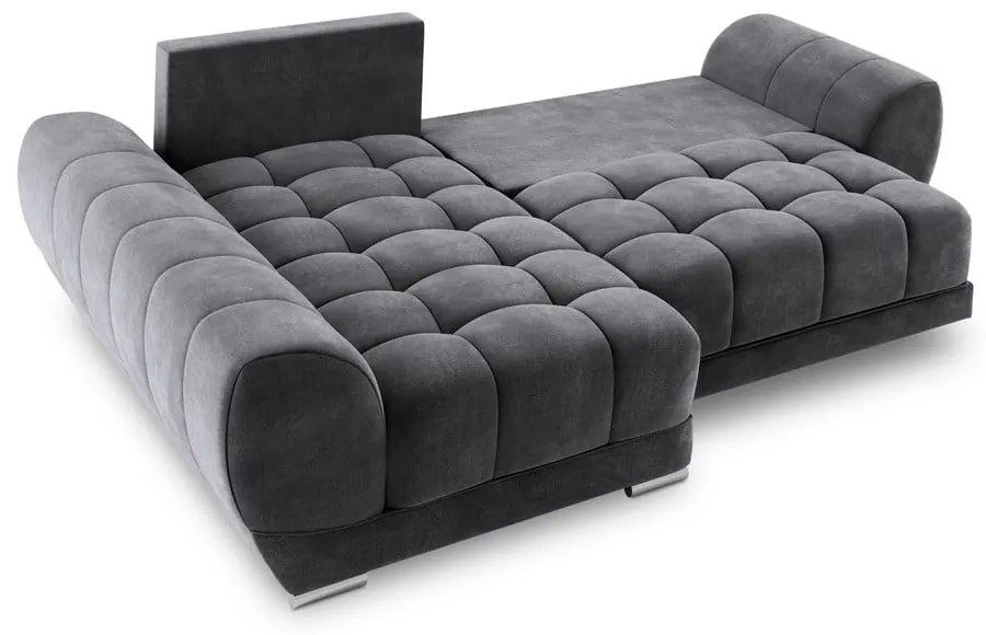 Ciemnoszary rozkładany narożnik z aksamitnym obiciem Windsor &amp; Co Sofas Nuage, lewostronny