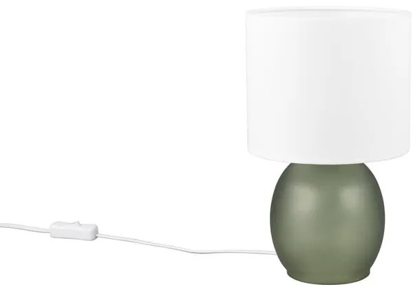 Biało-zielona lampa stołowa z tekstylnym kloszem (wys. 29 cm) Vela – Trio