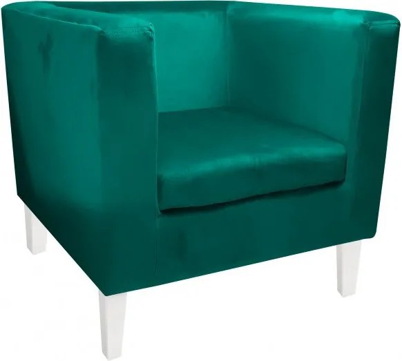 Fotel Monaco tkanina Welur : Kolor nogi - Biała, Kolor tkaniny - VELVET - MG20, Wysokość nogi - 20 cm