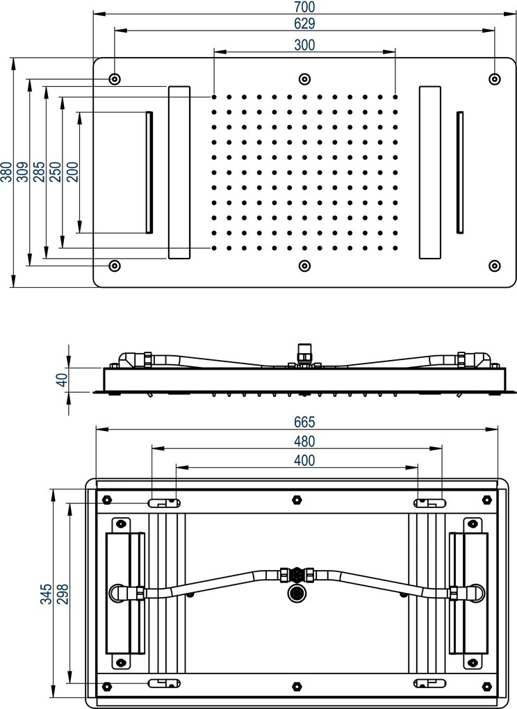 Deszczownica sufitowa XXL ze stali nierdzewnej DPG5017