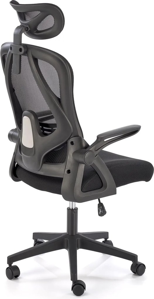 Fotel biurowy z oparciem i zagłówkiem z siatki Negro Halmar