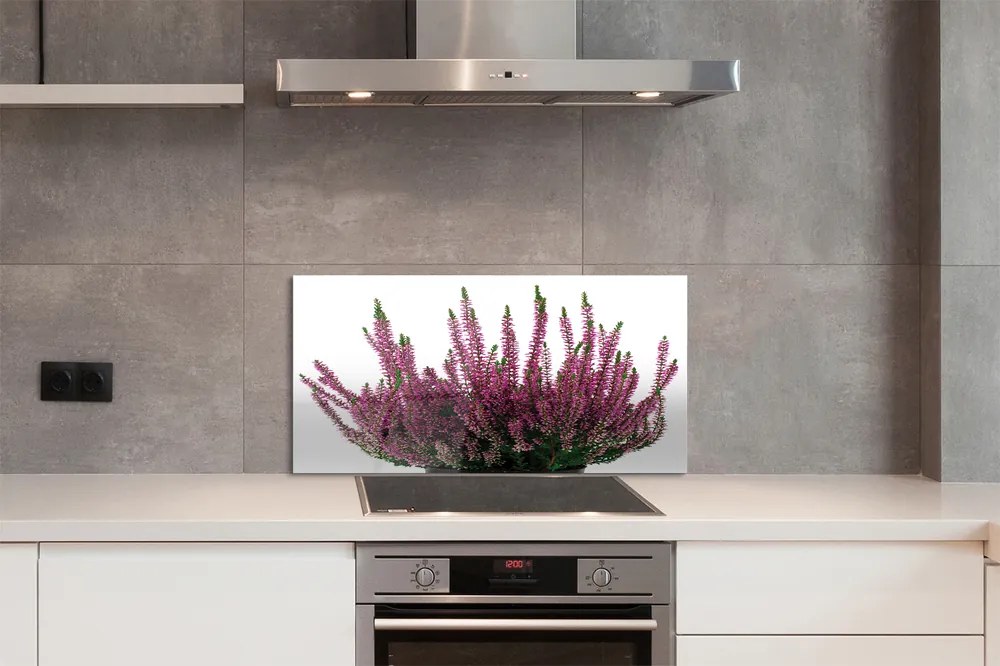 Szkło do Kuchni na Ścianę Kwiaty Wrzosu