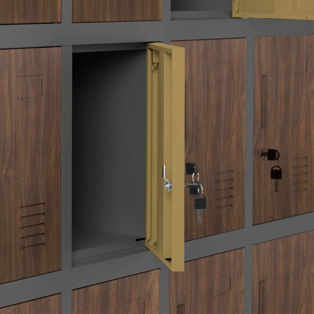 Szafa BHP 20-skrytkowa 136x45x172 cm Eco Design Robert antracyt/orzech