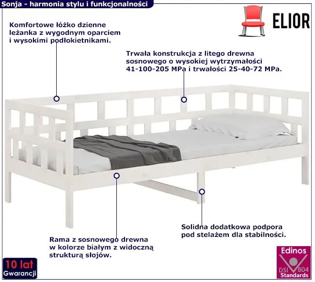 Białe drewniane łóżko dzienne 80x200 - Vinco 3X