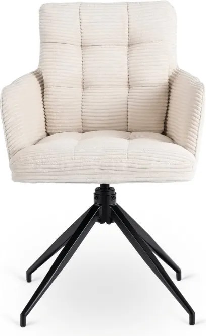Krzesło Tapicerowane Obrotowe do Salonu AKITA Kremowe Sztruksowe Nowoczesne