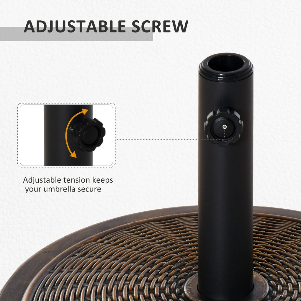 Outsunny Stojak na parasol z cementu 14 kg okrągły z rattanowym wzorem, uchwyt na parasol 35 mm/38 mm/48 mm | Aosom PL