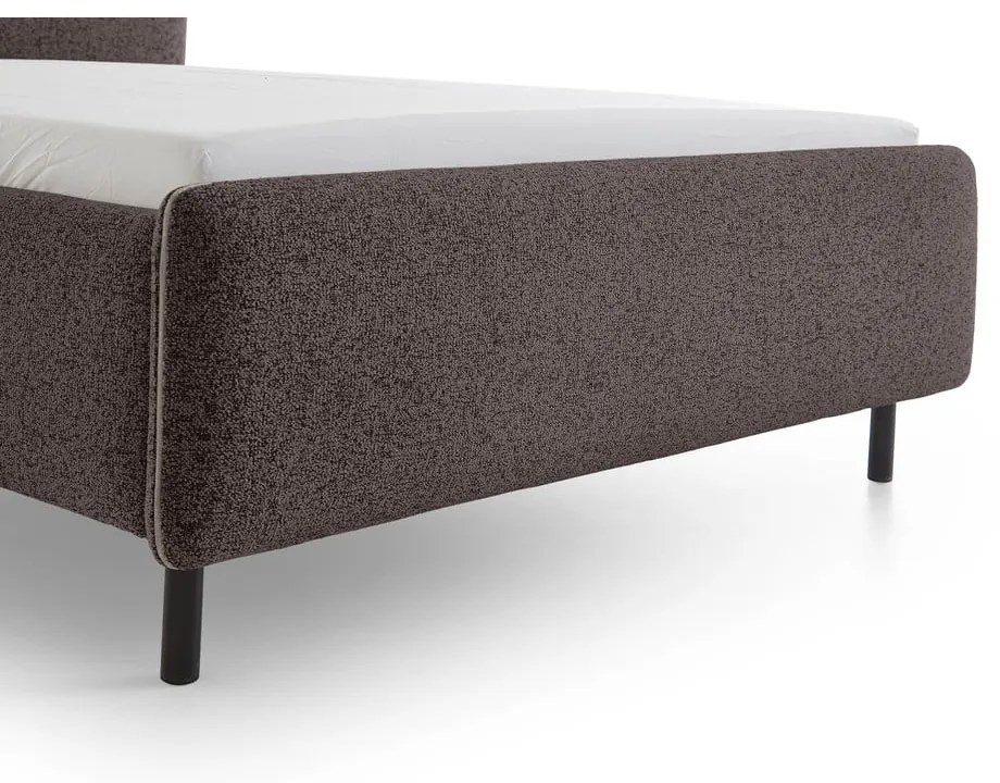 Antracytowe tapicerowane łóżko dwuosobowe ze schowkiem ze stelażem 140x200 cm Primo – Meise Möbel