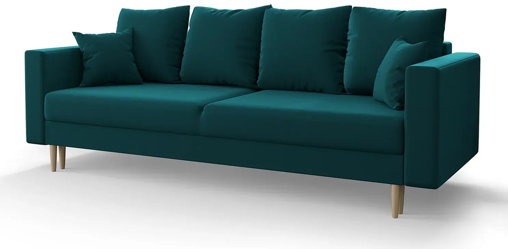 Turkusowa rozkładana sofa z funkcją spania H1-N47