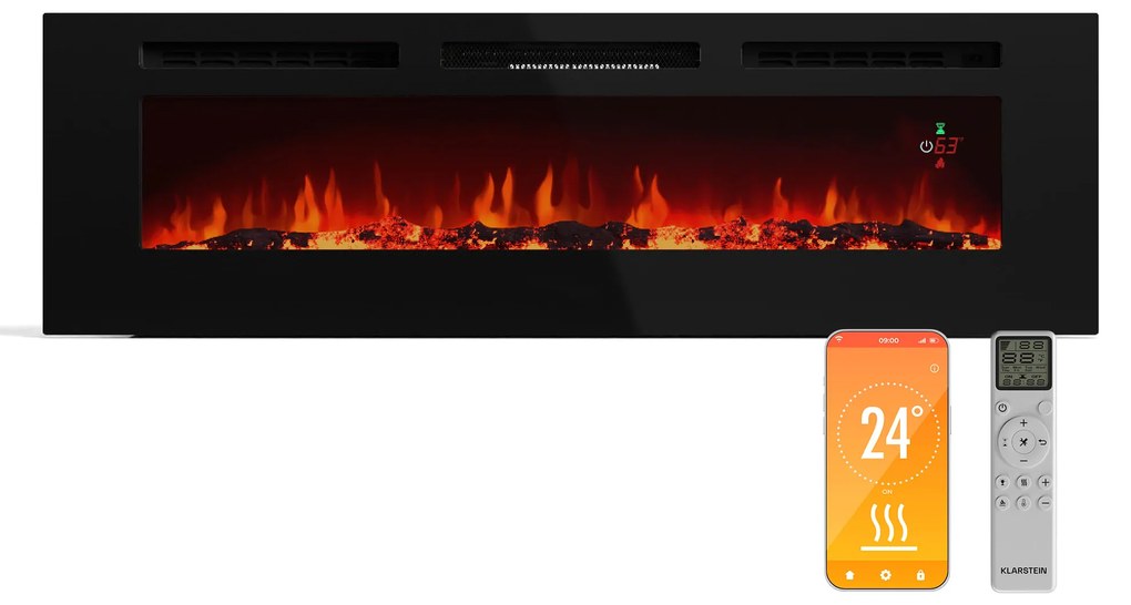 Klarstein Galeras Smart 1800W 152cm Kominek Elektryczny Naścienny Czarny