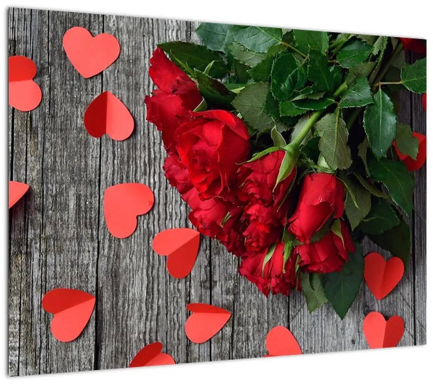 Obraz na szkle - róże (70x50 cm)