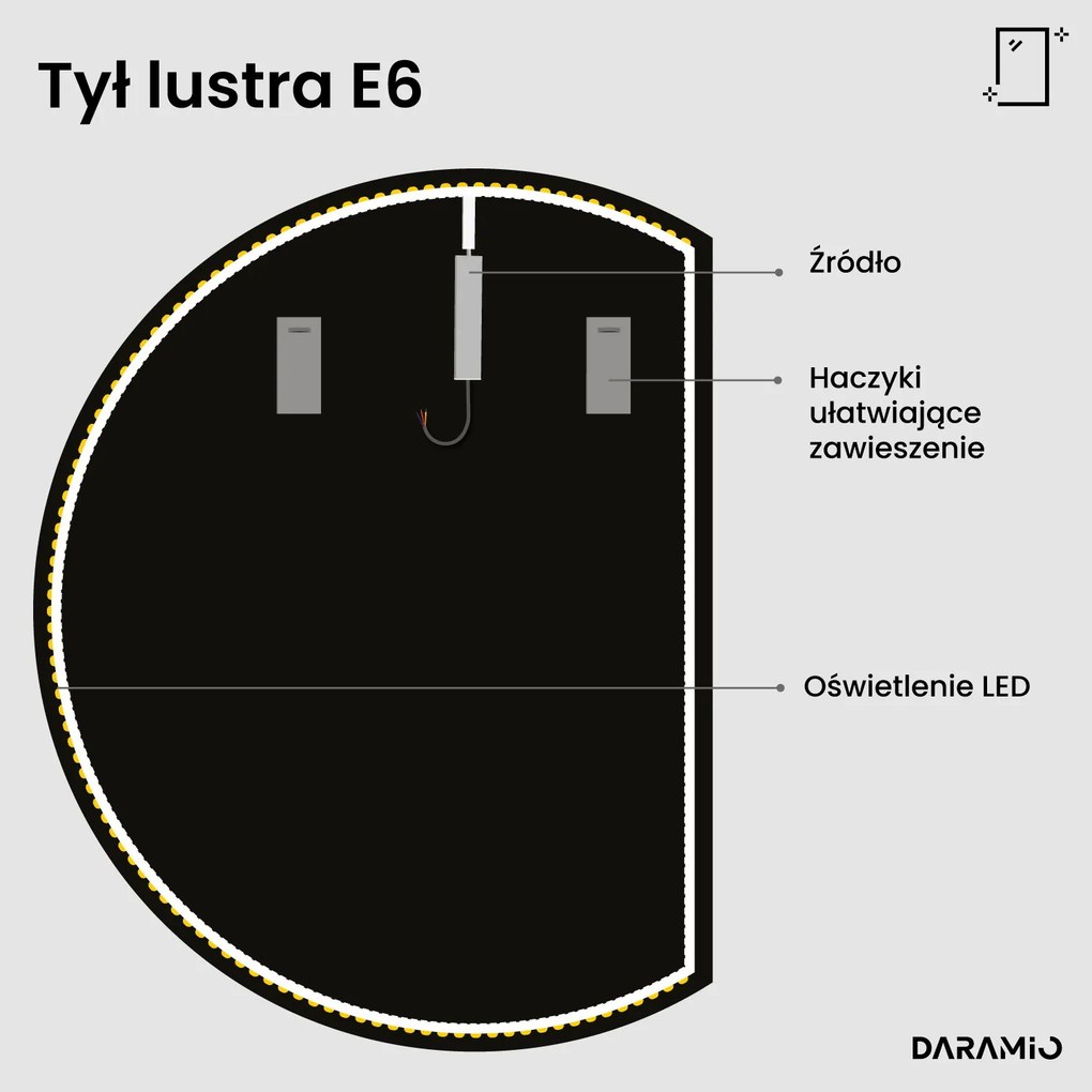 Lustro łazienkowe półokrągłe LED E6