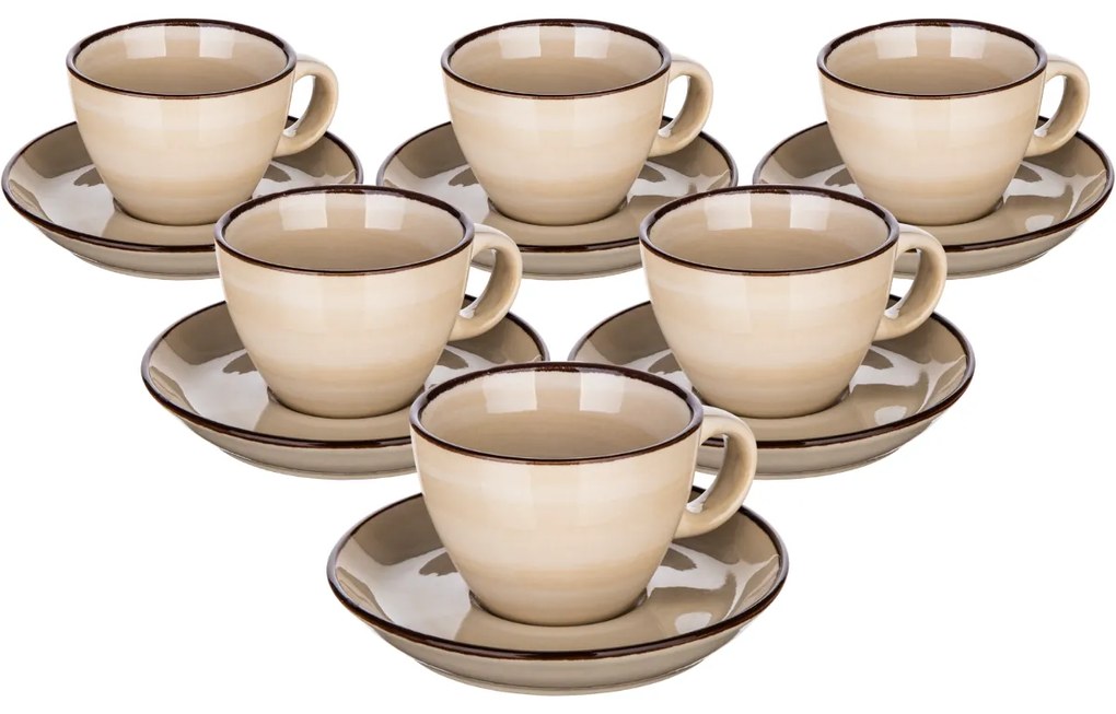 Banquet Zestaw 6 filiżanek ze spodkami Palas 90 ml, kremowy