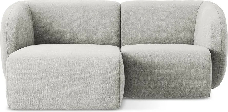 Jasnoszary narożnik z tkaniny szenilowej (lewostronny/z szezlongiem) Lani – Makamii