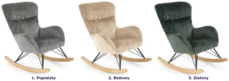 Beżowy welwetowy fotel bujany - Lenny